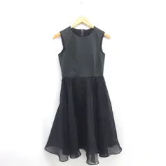 オペーク OPAQUE ワンピース フレア ロング 切り替え オーガンジー ノースリーブ 36 カーキ ブラック 緑 黒 /TT 