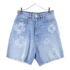 DENIM TEARS (デニムティアーズ) 25SS LASER WREATH DENIM SHORT 総柄 デニムバギーショーツ ハーフパンツ インディゴ
