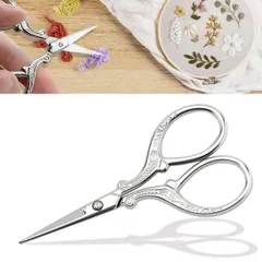 【送料無料】刺繍 はさみ 裁縫 はさみ ミニ 3色 ステンレス製 糸切りバサミ 滑り止めグリップ 手芸用 ヴィンテージデザイン DIY 切れ味鋭い (シル
