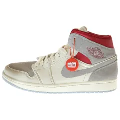 NIKE (ナイキ) AIR JORDAN 1 MID PREMIUM スニーカーズエンスタッフ ミッドカットスニーカー US10.5/28.5cm CT3443-100 グレー/ホワイト/レッド