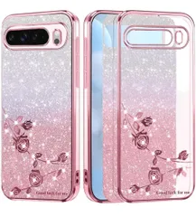 ★Google Pixel 10 Pro XL ケース 透明なグリッターカバークリア 花柄 コレクション ケース TPU 高弾性 充電 Qi充電 耐久性 軽量 耐衝撃 カメラ保護 薄型