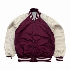 デサント グランドコート メンズ S～M相当 エンジ ホワイト 野球 ナイロンジャケット シンプル スポーツ ヴィンテージ ウィンドブレーカー