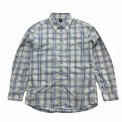 モンベル 長袖シャツ メンズ L チェック柄 ライトグレー ブルー ポリエステル100％ 春夏 1114280 シンプル