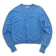 アイゾッド ラコステ ニットカーディガン メンズ L相当 ライトブルー IZOD 水色 ヴィンテージ 80s 古着