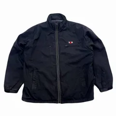 ヴァンヂャケット ナイロンジャケット メンズ M ブラック 袖と胸にダメージ 背ロゴ 裏フリース 黒 ウィンドブレーカー VAN