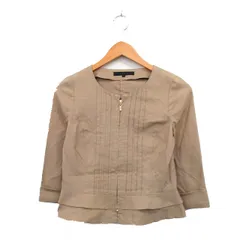 アナイ ANAYI ノーカラージャケット 七分袖 コットン シンプル ベージュ /KT14