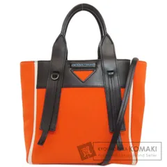 PRADA プラダ ウーヴェルチュール 2WAY ハンドバッグ キャンバス レザー レディース [中古]