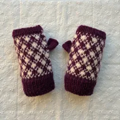 ハンドウォーマー　幾何学模様　パープル