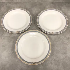 （0）◎523【中古美品】ノリタケ Noritake ivory china アイボリーチャイナ お皿 中皿 取り分け皿 金縁取り 紋章 青 3枚セット