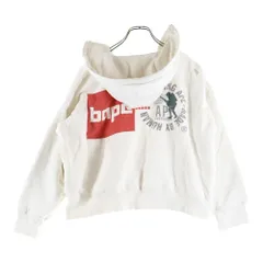 A BATHING APE (アベイシングエイプ) 90s Soldier Hoodie Separate 初期 ダメージ加工 フットソルジャー バックプリント プルオーバースウェットパーカー ホワイト