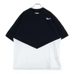 JIL SANDER (ジルサンダー) Oversized Bi-Color T-Shirts オーバーサイズドバイカラーTシャツ ロゴパッチクルーネック半袖Tシャツ KK JM NM 0019 ブラック/ホワイト