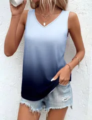 【新品】レディース グラデーションVネックタンクトップ