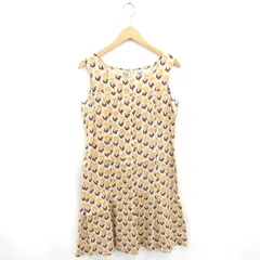 コムサデモード COMME CA DU MODE ワンピース フレア ロング スクエアネック リネン 花柄 ノースリーブ 13 ベージュ 茶 /TT