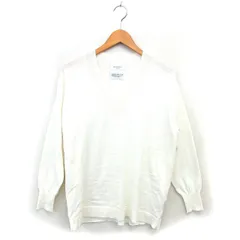 オペークドットクリップ OPAQUE.CLIP Vネック ニット セーター リブ コットン 綿 透け感 ハイゲージ ワイド 長袖 M 白 ホワイト /NT23