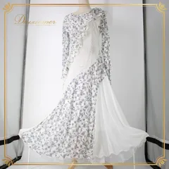 社交ダンス 衣装 スタンダード ドレス ワンピース レッスンウェア パーティドレス Da Vistosa ドニャヴィストーサ ホワイト系 ブルー系 白 青 花柄 レース 光沢感 ラインストーン エレガント レッスン用 ダンス用 発表会 フォーマル 派手