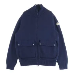 MONCLER (モンクレール) CARDIGAN KNIT ロゴパッチ付き ニット切り替え ジップアップ ダウンカーディガン ネイビー K20919B00034