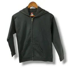 Hanes ヘインズ パーカー 黒 ブラック 無地 ジップアップ 古着