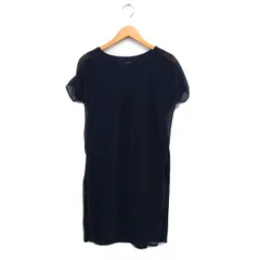 ロッソ ROSSO アーバンリサーチ シフォン ワンピース 半袖 ひざ丈 丸首 無地 F ネイビー 紺 /FT33