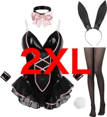 【神併良品】バニーガール コスプレ 大きいサイズ バニースーツ 蝶ネクタイ コスプレ衣装 ハイレグ ハロウィン コスチューム イベント 撮影会(ブラック 蝶ネクタイ, XXL)