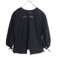 ピンクハウス★ロゴプリントとポケットが可愛い♪ ふんわり七分袖ブラウス 黒系 z17424