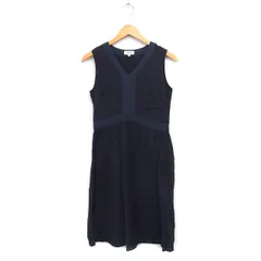 ノーリーズ Nolley's ロング ワンピース ノースリーブ Vネック 綿麻混 38 ネイビー 紺 /FT1