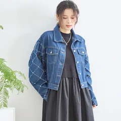 ☆SALE★現品限り★【TRUBE】NEW 袖パール使い デニムジャケット M〜L (デニムブルー)(C32-498C) レディース 婦人服 アウター Gジャン ジージャン 上品 大人可愛い きれいめ カジュアル 春 秋 冬 20代 30代 40代 50代