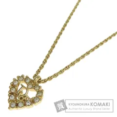 CHRISTIAN DIOR クリスチャンディオール ロゴ ハート ラインストーン ネックレス 金属製 レディース [中古]