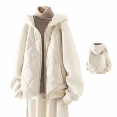 送料無料 コート アウター レディース ジャケット キルティング 切替 中綿 オーバー ゆったり フード付き 冬 長袖 厚手 #sjxjz1780