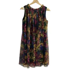 Lois CRAYON(ロイスクレヨン) ワンピース サイズM レディース - ダークグリーン×ボルドー×マルチ ノースリーブ/ひざ丈/メッシュ/花柄