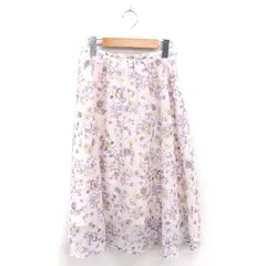 ナチュラルビューティーベーシック NATURAL BEAUTY BASIC フレア スカート ロング 花柄 薄手 サイドジップ XS ピンク /TT