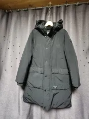 잭アンドジル メンズ ブラック フード ロング ダウン コート -105