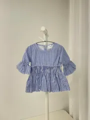 女の子 七部丈 ストライプ ブラウス 100-110