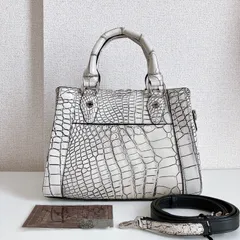 【未使用保管品】CROIX ROYAL クロワロワイヤル JRA クロコダイル型押し バニラ 2way バッグ