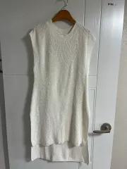 (日本ヴィンテージ) ニット ベスト ONE PIECE 綿100％ M 編み アシンメトリー