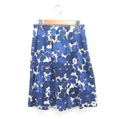 ナチュラルビューティーベーシック NATURAL BEAUTY BASIC フレア タック スカート 花柄 ひざ丈 薄手 S ネイビー 紺 /TT 