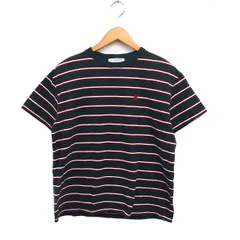ユーエスポロアッスン U.S. POLO ASSN. ボーダー Tシャツ  半袖 丸首 ロゴ刺繍 コットン 綿 F グリーン 緑 レッド 赤 /FT1