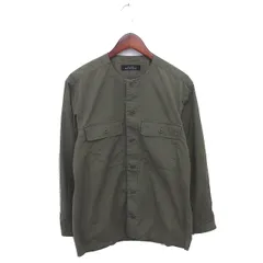 グリーンレーベルリラクシング ユナイテッドアローズ green label relaxing ノーカラー シャツ ミリタリー 薄手 長袖 S 緑 グリーン /TT