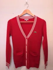 ラコステ レッド カーディガン