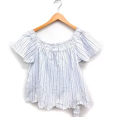 ロペピクニック ROPE Picnic タグ付き ストライプ オフショルダー ブラウス 半袖 コットン 綿 38 ホワイト 白 /FT46
