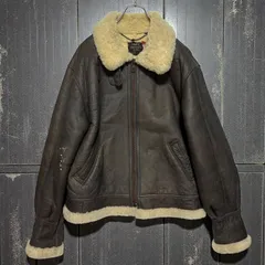 B-3タイプ ムートンジャケット 羊革 シープスキン ボア フライトジャケット ミリタリー ヴィンテージ ブラウン メンズXL相当 短丈 無骨 経年変化 エイジング US AIR FORCE風