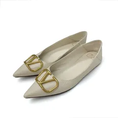 ヴァレンティノ VALENTINO パンプス 靴 シューズ レザー アイボリー ゴールド フラットパンプス フラットシューズ