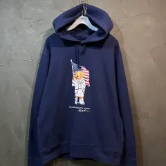 M Polo ポロ ラルフローレン 星条旗 ポロベア フーディー Tシャツ ネイビー