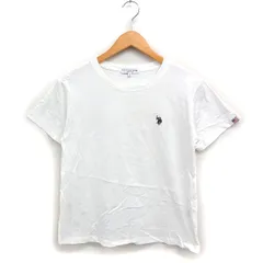 ユーエスポロアッスン U.S. POLO ASSN. ロゴ刺繍 Tシャツ カットソー 半袖 丸首 コットン 綿 M オフホワイト 白 /FT24