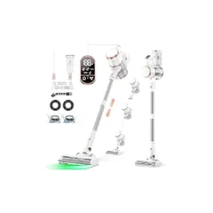 【迅速に発送】掃除機 コードレス【11月新登場！85Kpa超強力吸引・グリーンLEDライト・革新的自立式・業界初片手UIデザイン・デュアルブラシレスモーター・65分連続稼働】LUNINO コードレス掃除機 軽量 サイクロン掃除機 絡まないV字 4a345117