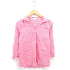 エニィスィス エニシス anySiS シャツ ブラウス スキッパー チェック 薄手 プルオーバー 長袖 2 ピンク ホワイト 白 /TT