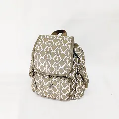 キプリング KIPLING バッグ リュックサック 総柄 幾何柄 ベージュ ホワイト 白 