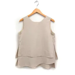 アズールバイマウジー AZUL by moussy リネンライク レイヤード ノースリーブ ブラウス 無地 M ライトベージュ /FT14