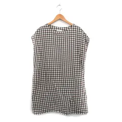 スタディオクリップ Studio Clip ワンピース 半袖 膝丈 コットン ギンガムチェック F ブラウン 茶 /KT31