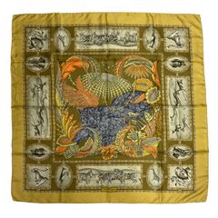 極美品 HERMES エルメス カレ90 Neige d'Antan 去年の雪 イエロー