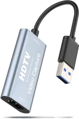 USB3.0 & HDMI 変換アダプタ HD画質録画 HD1080P/4Kパススルー機能 HDMI ビデオキャプチャー ゲーム/ビデオ/ライブ配信用キャプチャー ボード 電源不要 小型軽量 低遅延